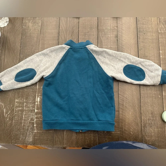 POLARN O. PYRET‎ Boys Varsity Zip Up Sweatshirt Elbow Patches Preppy Sweden - Picture 2 of 4